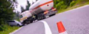 picture of a gas truck after hitting a car